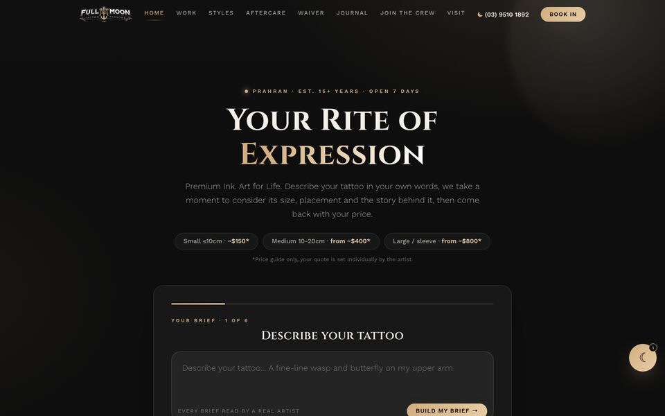 Full Moon Tattoo website