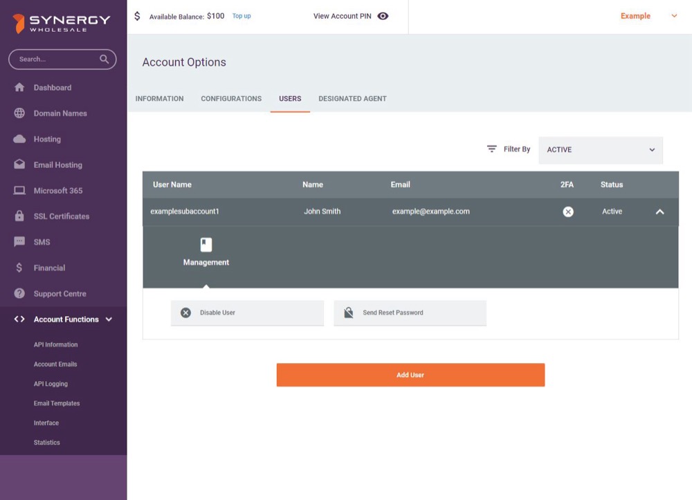 Account Settings from the dropdown at the top right