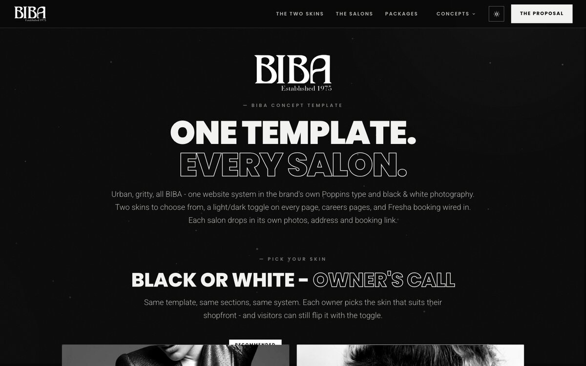 Biba Croydon hair salon website built by Scalus