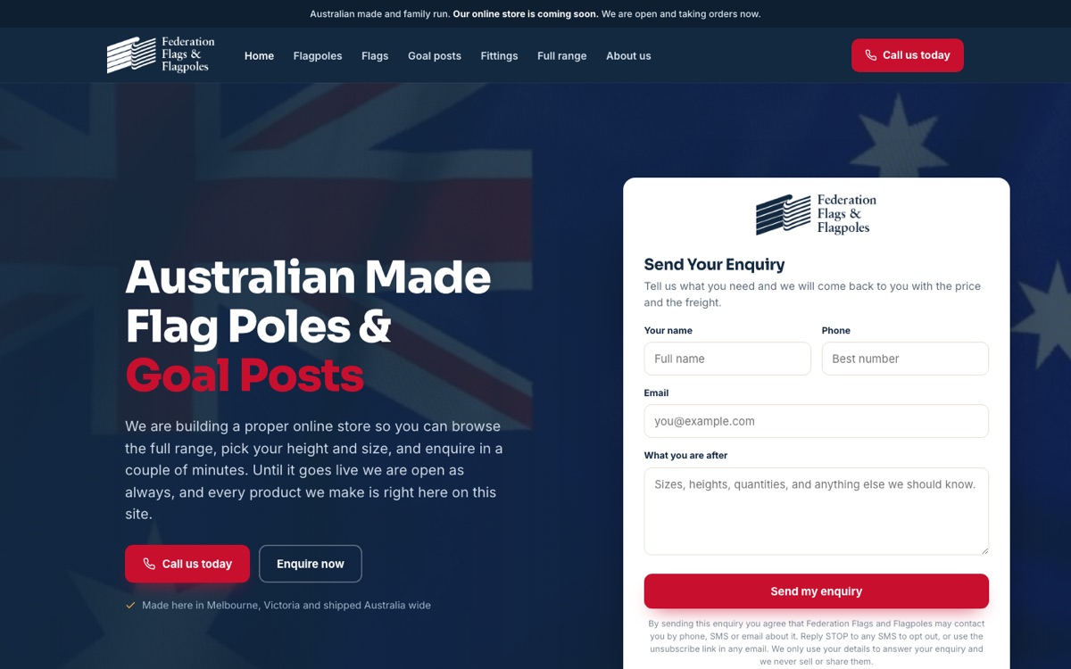 Federation Flags and Flagpoles website built by Scalus
