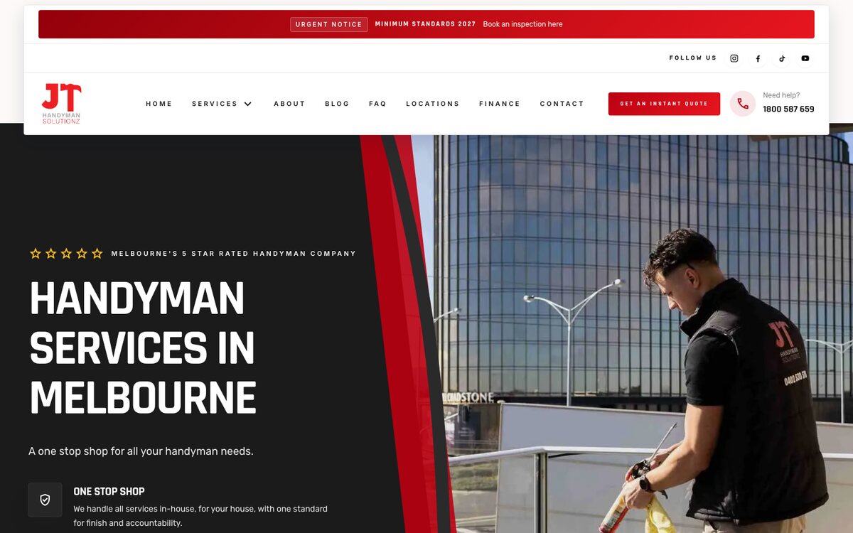 JT Handyman Solutionz website built by Scalus