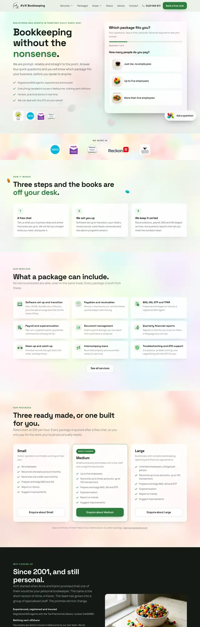 The A’O’K Bookkeeping website, built by Scalus