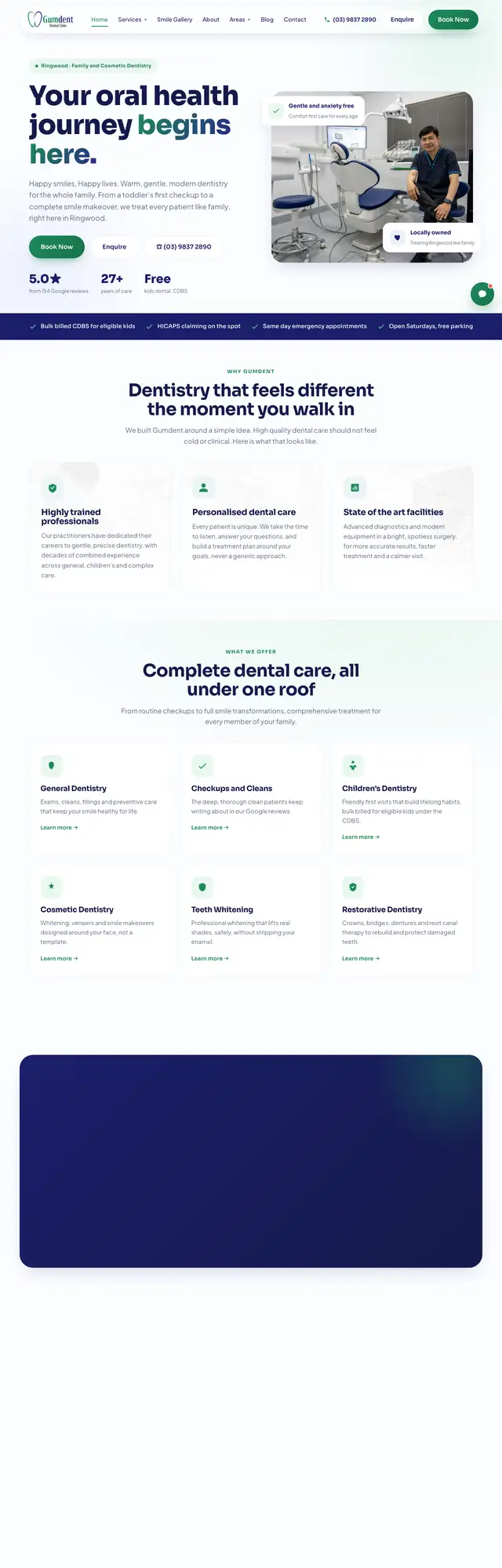 The Gumdent Dental website, built by Scalus
