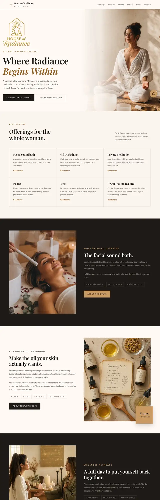 The House of Radiance website, built by Scalus