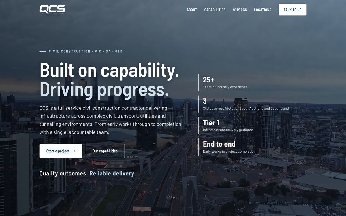 The Quality Civil Solutions website, built by Scalus