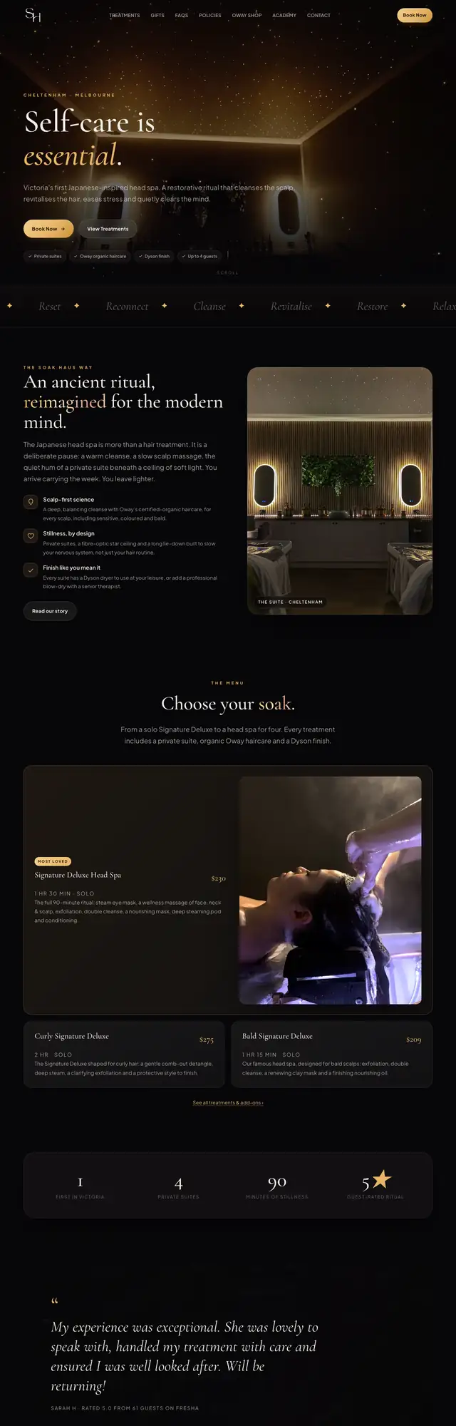 The Soak Haus website, built by Scalus