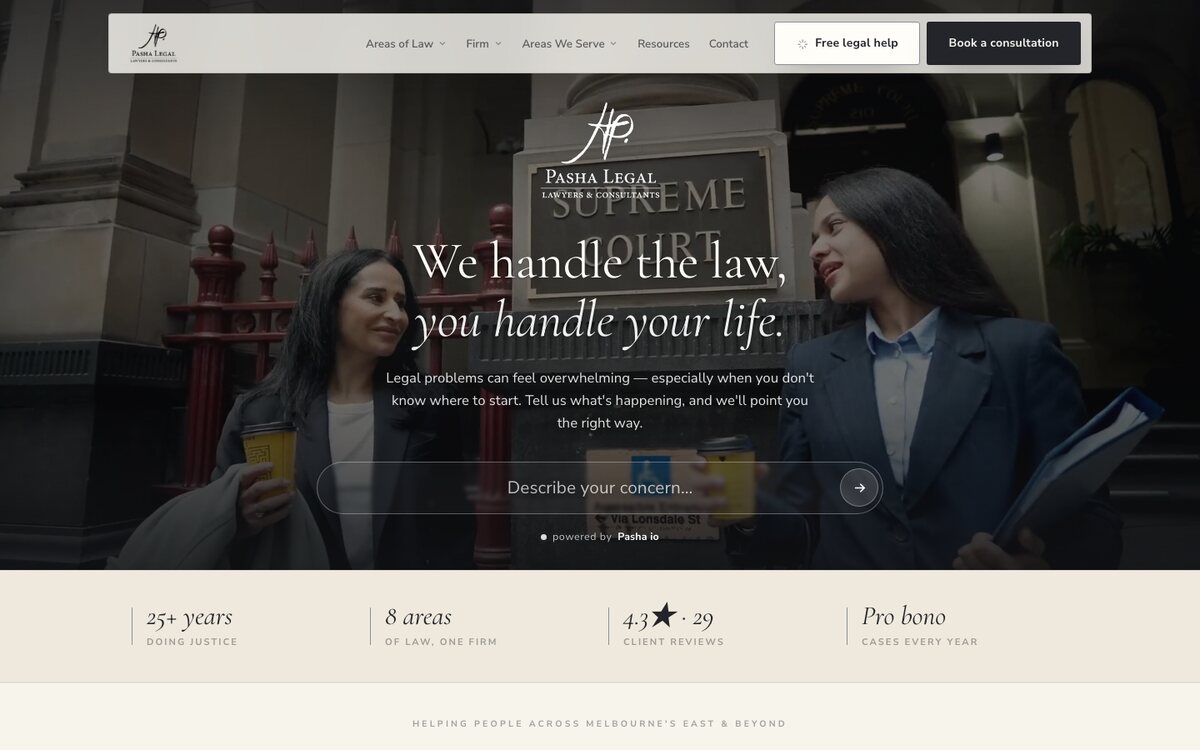 Pasha Legal website built by Scalus
