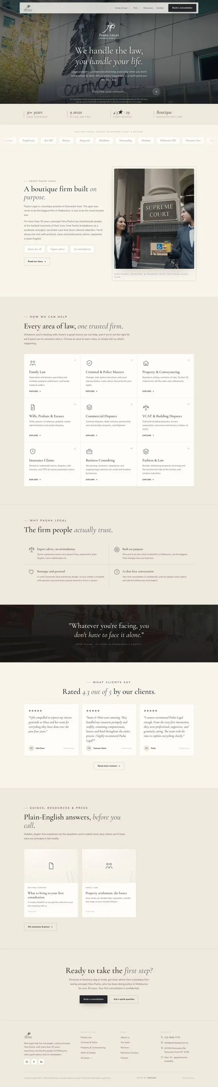 Pasha Legal website built by Scalus
