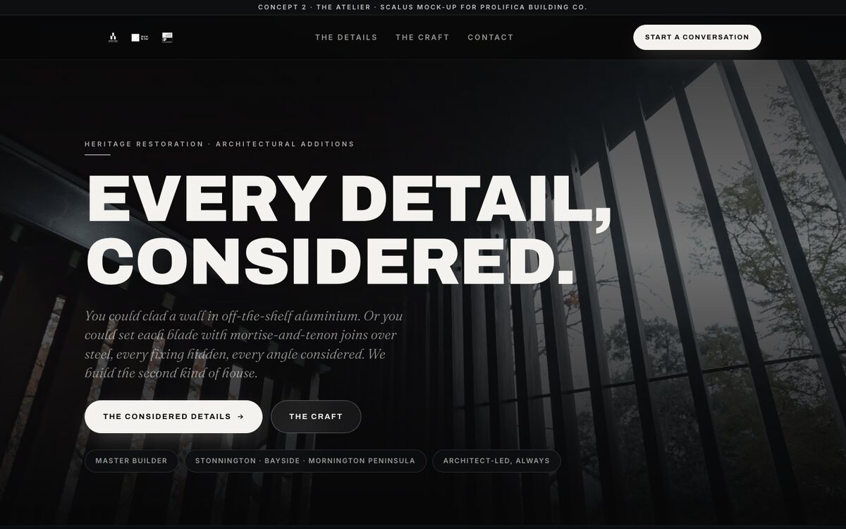 Prolifica Building Co website built by Scalus