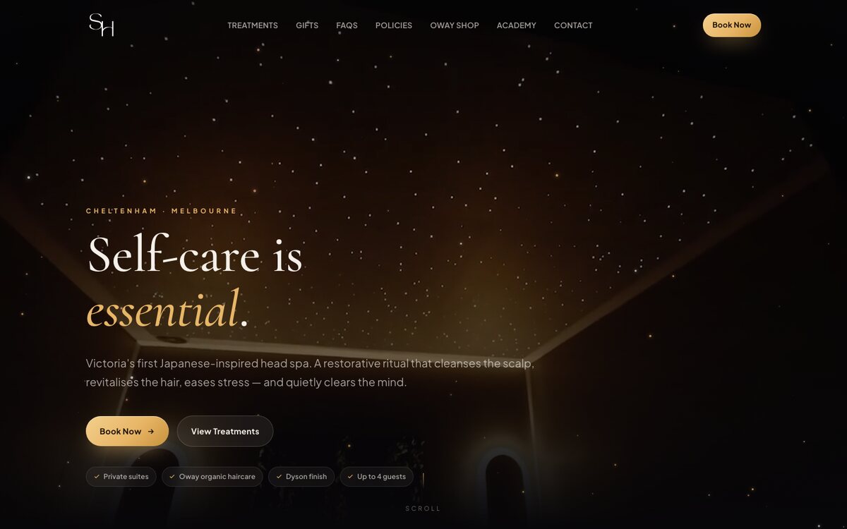 Soak Haus head spa website built by Scalus